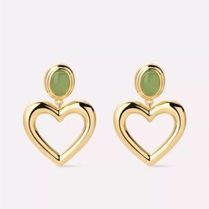 Anna Luisa Gold Heart Earrings with Green Accent (discontinued)
